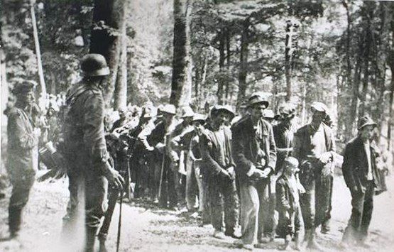 Families marched to the Jasenovac Camp